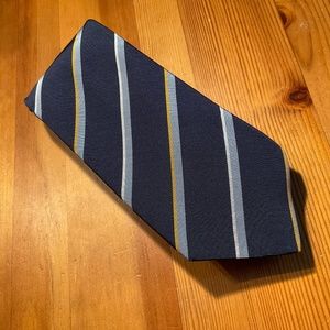 Battistoni Tie 100% Silk Navy Gray White and Gold